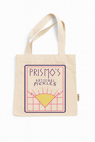 Tee&more. Adventure Time Prismo's Artisinal Pickles Printed Canvas Tote Bag with Gusseted Velcro and Inner Pocket