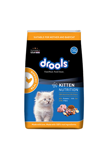 Drools طعام جاف للقطط الصغيرة بنكهة الدجاج الحقيقي من كيتن نيوتريشن، 1.2 كجم
