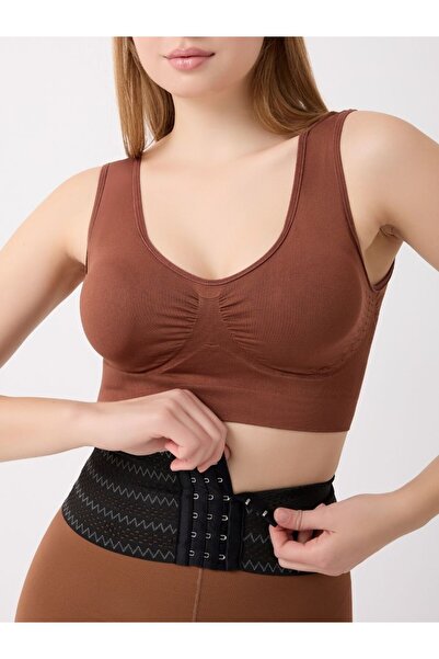 MİSTİRİK Cechini Short Model Patterned Breathable Waist-Lifting Tightening Latex Corset Black Color