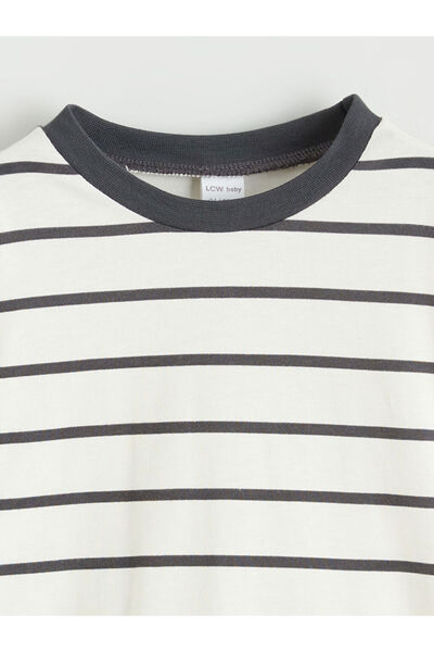 LC Waikiki Ecru Striped Baby Boy T-Shirt and Pants 2-Piece Set