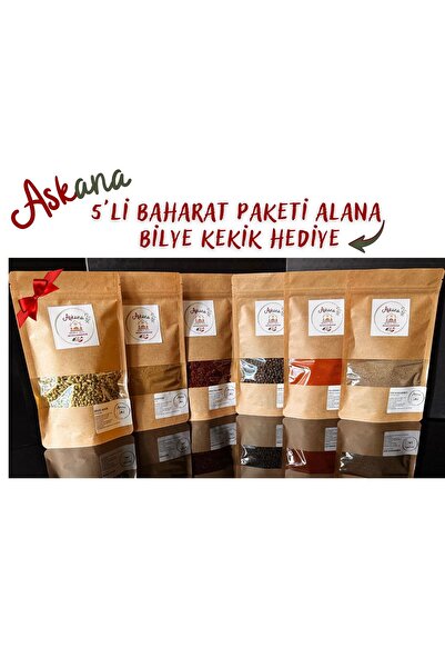Aşkana 5’li Baharat Paketi (Karabiber, Kimyon, Pul Biber, Toz Biber) + Hediye...