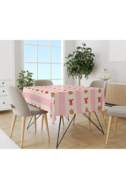 Evmila Christmas Themed Bow Patterned Digital Printed Tablecloth