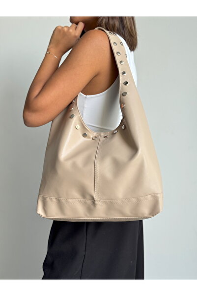 KIRASE Stylish and Classic Model Shoulder and Hand Bag with Staple Detail