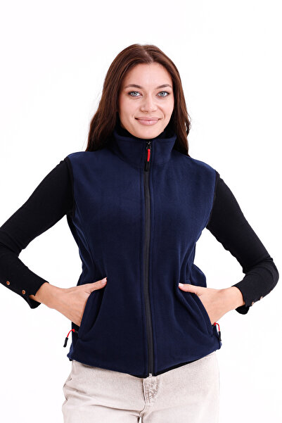 monox Γυναικείο γιλέκο εφαρμοστό με φερμουάρ από φλις