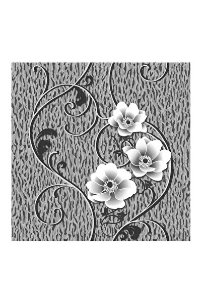 Tapetcenter Floral wallpaper, white and black, for bedroom & living room, washable Akryl