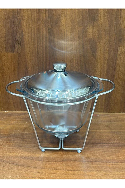 Urbanza 4 Liter Glass Chafing Dish with Stainless Steel Lid & Stand – Buffet Food Warmer for Home & Events