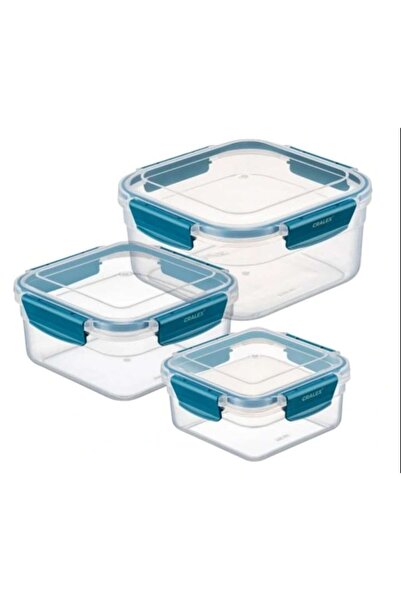 CRALEX Bona – Set of 3 Airtight Square Food Containers (650 ml, 1.25 L, 2.1 L)