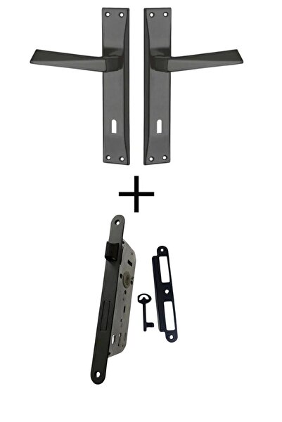 Nobel Penta Mirrored (Room) Door Handle Matte Black / Black Silent Door Lock 40mm / as a Set