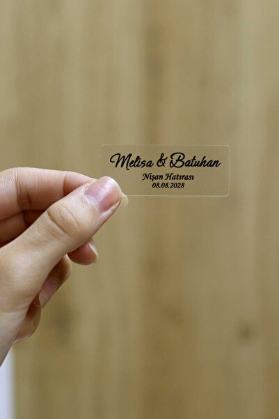 Vice Kişiye Özel Şeffaf Etiket / Kına - Nikah Etiketi / 112 Adet Nişan Etiket (2 X 5 CM)