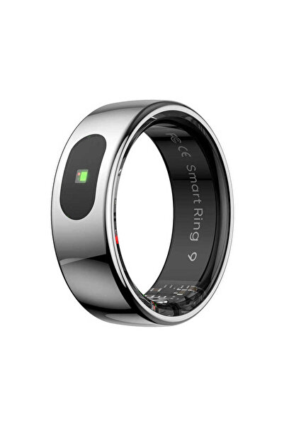 FITUNIVERSAL Inel inteligent nanoceramic 57,5 mm — ecran tactil, ritm cardiac, SpO2, baterie cu autonomie de 7 zile, IPX8, argintiu