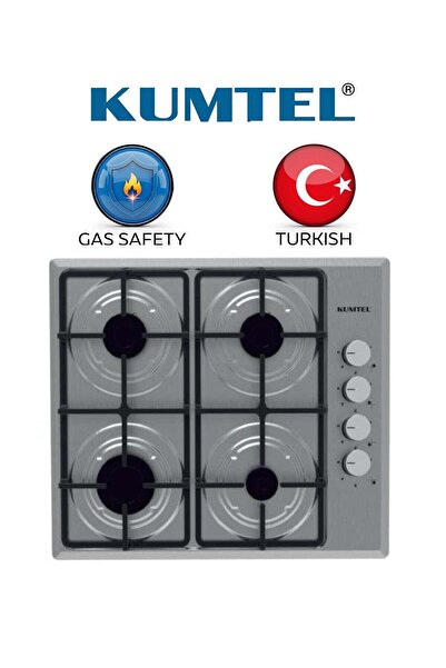 KUMTEL Built-in gas hob - 60 cm - 4 burners - full safety - Turkish - stainless steel - M6-40BF/B
