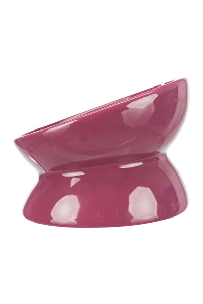 Trixie Ceramic Cat Bowl, Raised Ergonomic Shape, 0.15 l/13 cm, Burgundy