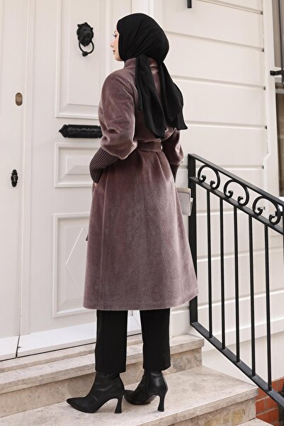 Missvalle Παλτό με λεπτομέρεια καρφίτσας καφέ 19279