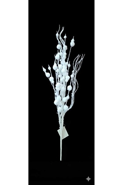Astaş Christmas White Glitter Berry Branch 70 cm
