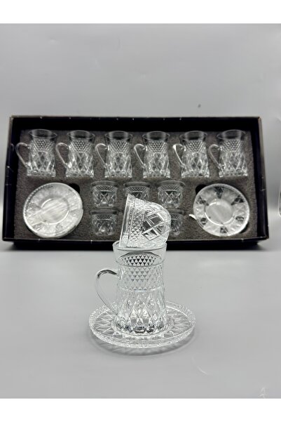 cc bin shihon Crystal glass tea and coffee set, cup and saucer with Arabic coffee cups, 18 pieces for 6 people