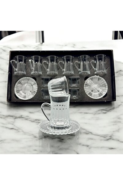 cc bin shihon Crystal glass tea and coffee set, cup and saucer with Arabic coffee cups, 18 pieces for 6 people