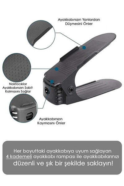 UFİX Set of 10 Single Adjustable Shoe Ramps - In-Cabinet Shoe Organizer Organizer