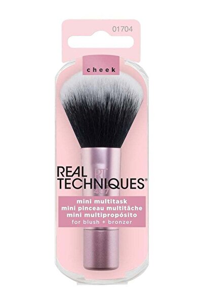 Real Techniques Mini Multitask Makeup Brush - For Blush, Bronzer & Powder, Pink