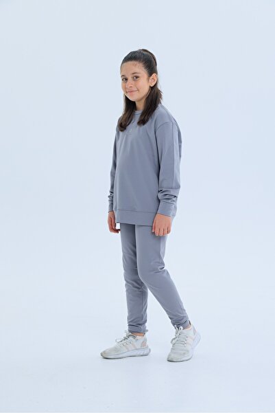 Black One Girl's Fleece-Lined Diving Fabric Tracksuit Set (Sweatshirt + Leggings)