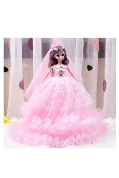 Generic Fashion doll in pink wedding dress, can be used as keychain