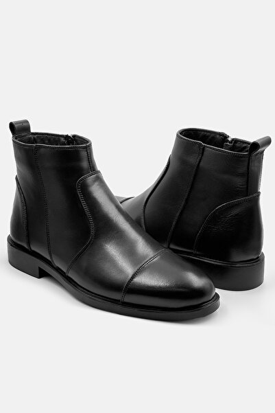 DeriWorld Genuine Leather Men's Boots with Fur Inside, Mascara Non-Slip Sole, Leather Classic Men's Boots