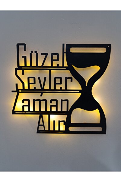 Murat Lazer Güzel Şeyler Zaman Alır Işıklı Pilli Tablo,Işıklı Duvar Dekorasyonu
