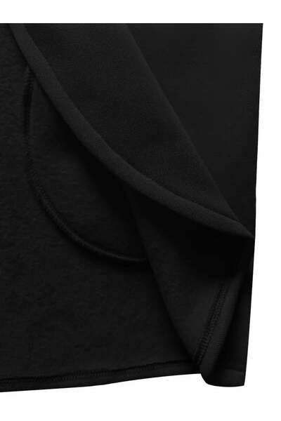 Afri Black Women's 3 Thread Ş Fleece-Lined K Hooded Jacket – Asymmetrical Zipper Oversize