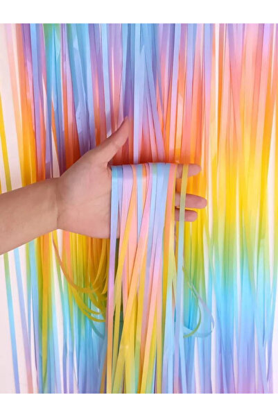 Pastel Renkli Saçak Perde Parti Doğum Günü Süsü