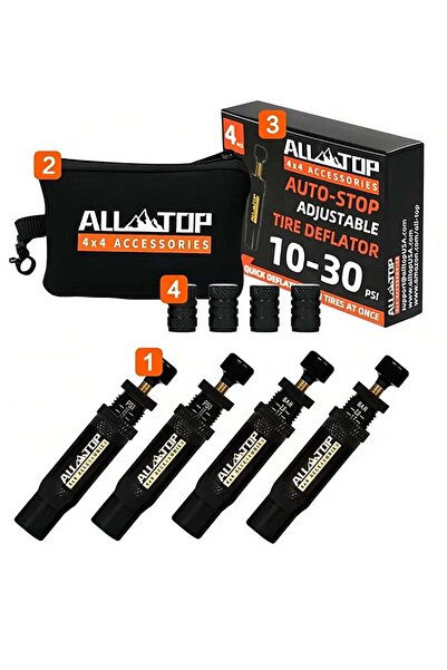ALLTOP طقم صمام تفريغ هواء الإطارات ALL-TOP قابل للتعديل مع إيقاف تلقائي، 10-...