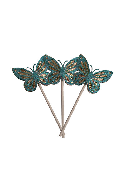Mirific Party Blue and Gold Cake Topper Set, 12.5×5.7 cm, Butterflies