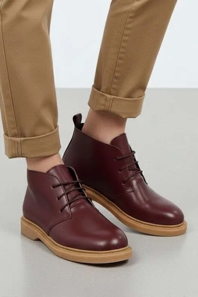 AYAKCİTY حذاء كلاسيكي بطول الكاحل برباط ونعل حراري