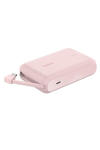 Belkin Fast Charge, Portable with Integrated Cable 10K PD 20W - Fast Charge -C Power Delivery - Pink