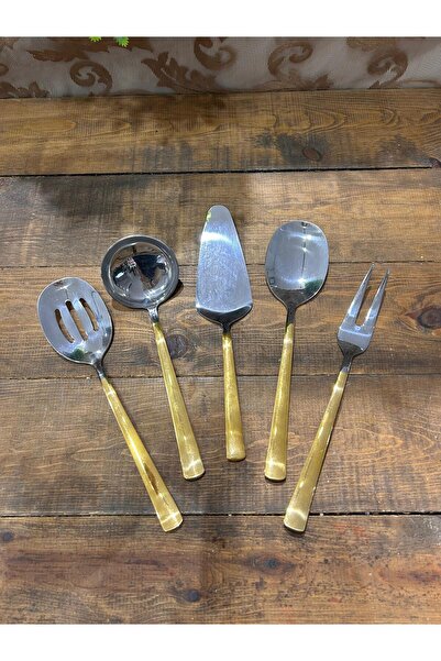 Bahar Home Set of 5 Boxed Sauce Serving Set Real Gold