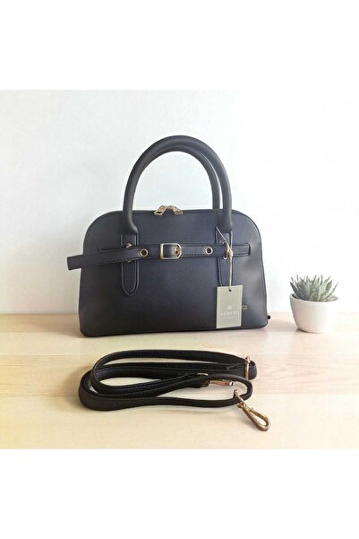 Armine Modern Stylish Design Leather Belt Detailed Shoulder Bag Black Bag