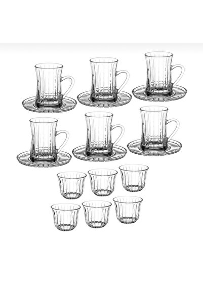 cc bin shihon Crystal glass tea and coffee set, cup and saucer with Arabic coffee cups, 18 pieces for 6 people