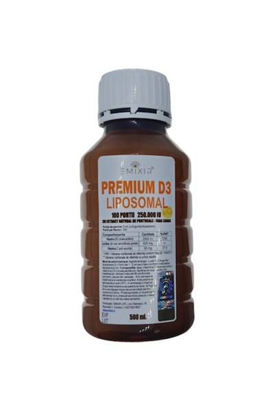 Emixir Premium Liposomal Vitamin D3, 250,000 IU, sugar-free, 100 servings, 500ml, plus liposomal vitamin C