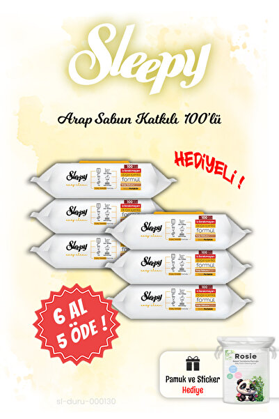 Sleepy 100'lü Arap Sabunlu Yüzey Havlusu 6 AL 5 Öde Hediyeli