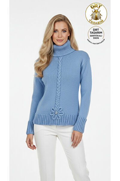 drt tasarım Blue Turtleneck Sweater