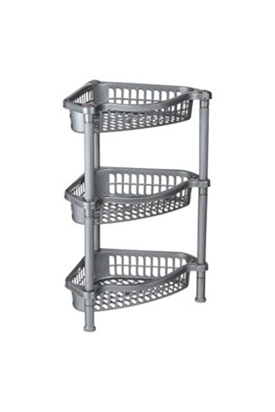 Silver Star Corner Plastic Shelf with 3 Shelves Gray 37 x 27 x 54 cm