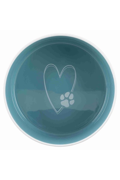 Trixie Ceramic Bowl, Pet's Home, 0.8 L / 16 cm, Cream/Petrol Blue, 25051
