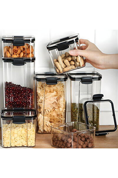 Twisoo Plastic Storage Box Food Grade Pack of 8 Clear Thickened Square Containers for Kitchen Use