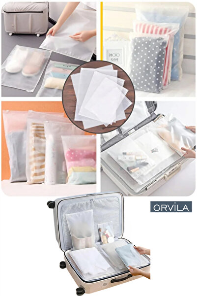 Orvila 10 Pieces Frosted Zipper Bags 22X15Cm - Luggage and Suitcase Organizer - Reusable