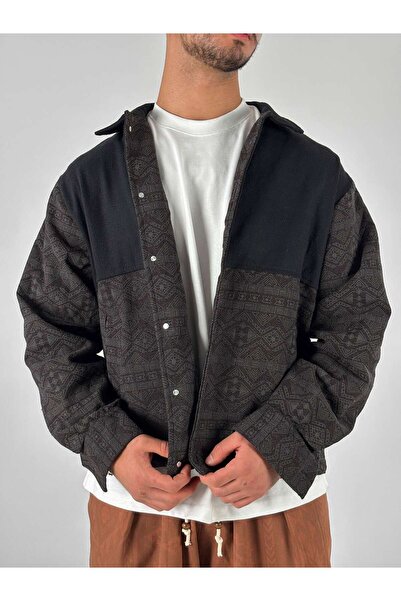 COCOPELLI Dark Brown Ethnic Patterned Design Men's Jacket Coc1072