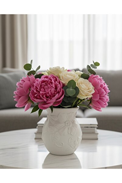 MODA Vazo, sade, çiçek desenli, dekoratif ….