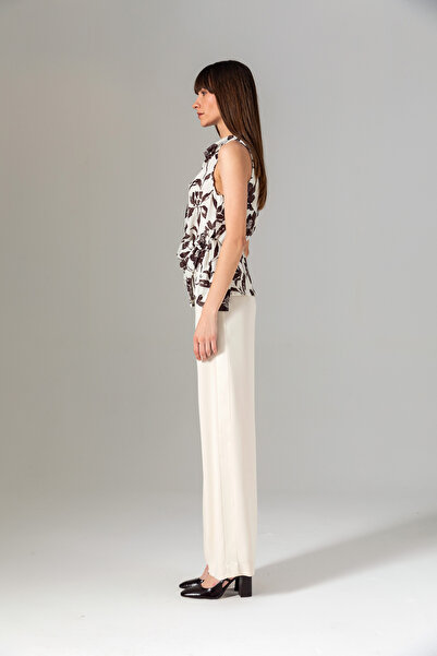 Berr-ın Satin Stripe Trousers Cream