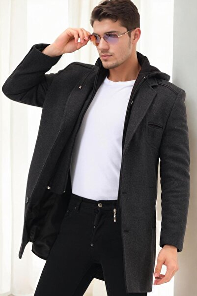 Dewberry PLT9371 ERKEK PALTO-DİAGONAL ANTRASIT