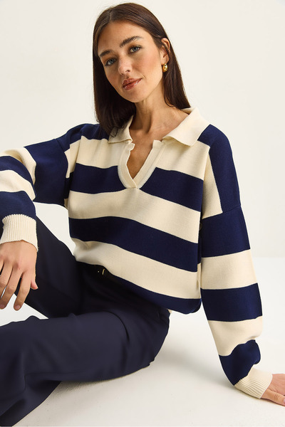 Bianco Lucci Pulover tricotat cu dungi pentru femei 7250 60283810