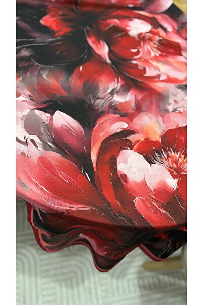 Lavena scarfs Aura Series Floral Pattern Cotton Digital Soft Shawl - Red