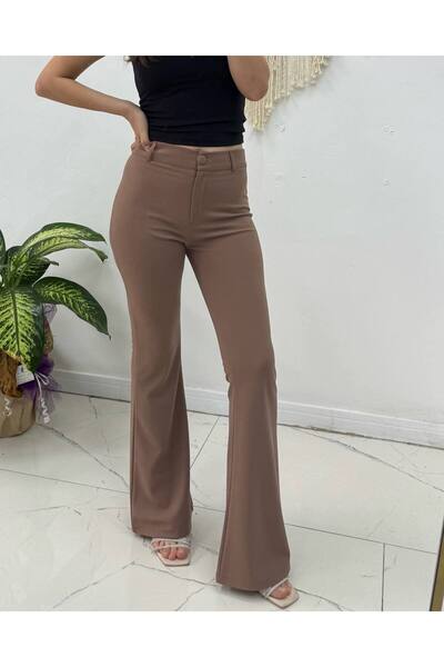 DALİAYILDIZ Women's buttoned flared leg pants with lycra