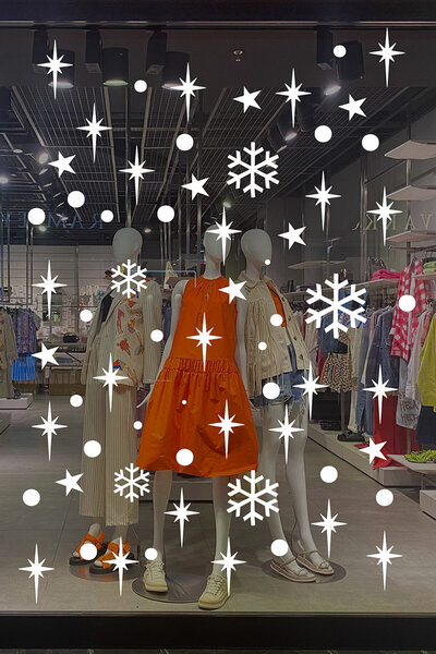 MIGNATIS Modern New Year Glass Decoration – Shining Star & Snowflake Sticker Set